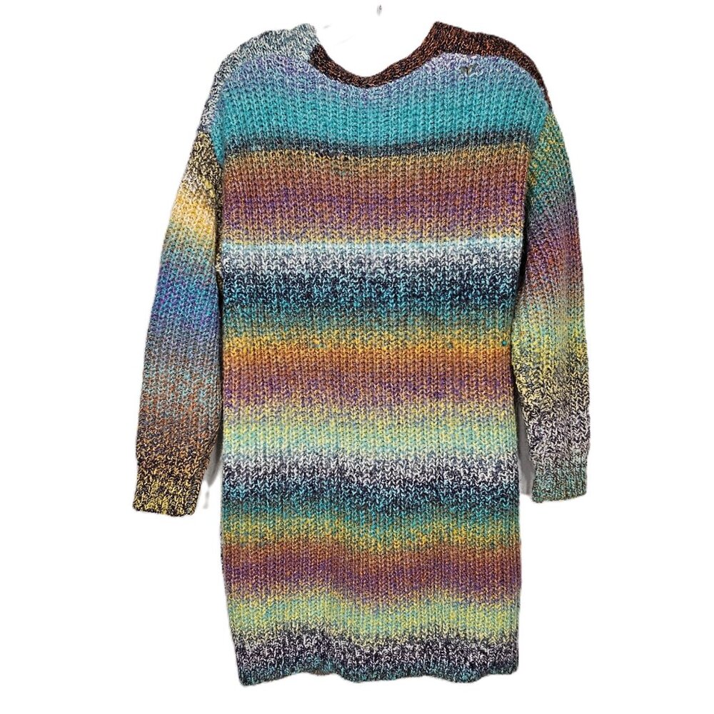 Cider Chunky Knit Multicolor Oversized Cardigan Sweater Small Toggle Pocket - Picture 6 of 8